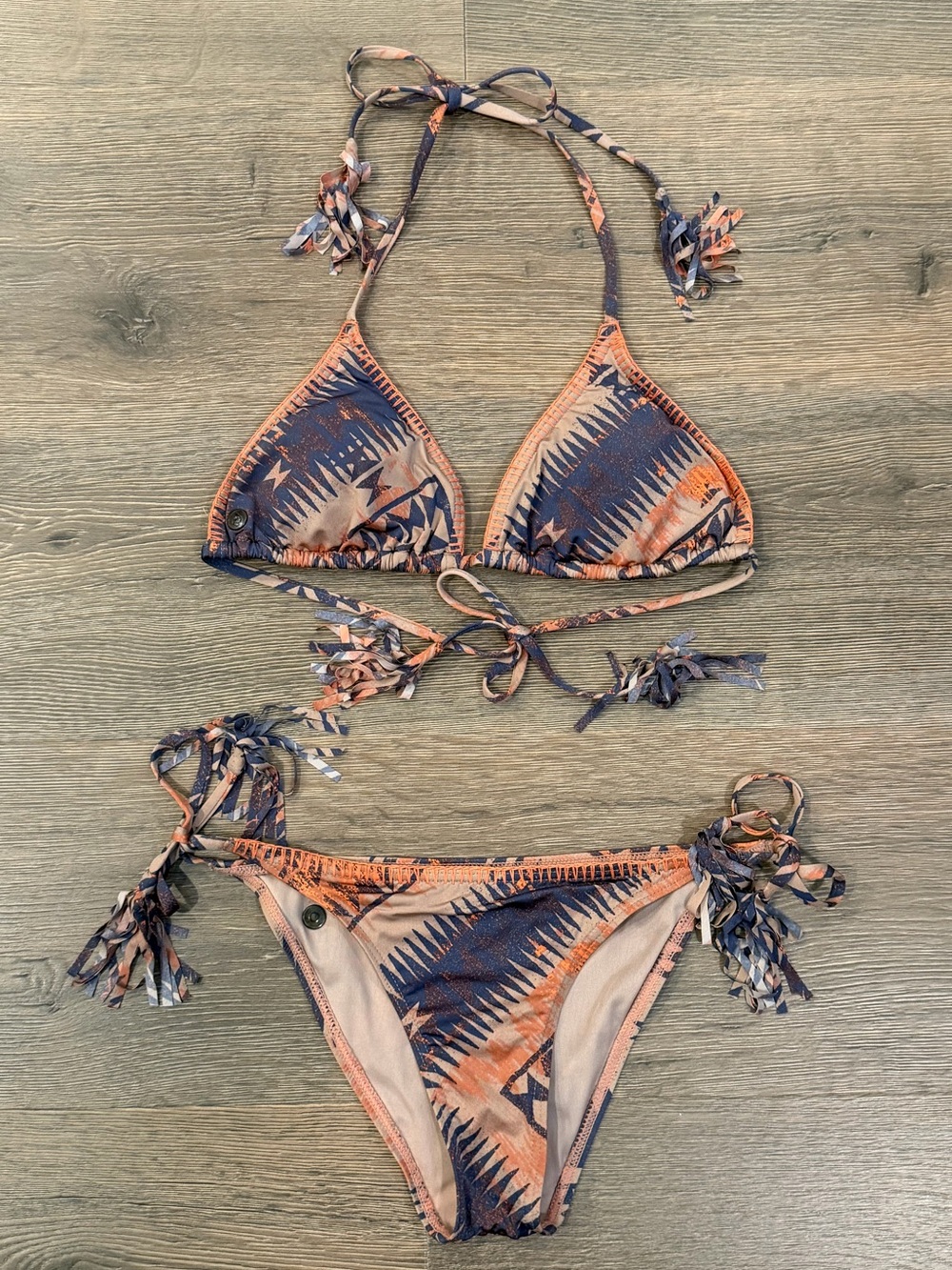 Volcom Tribal Southwest Bikini Y2K Blue Tan Orange